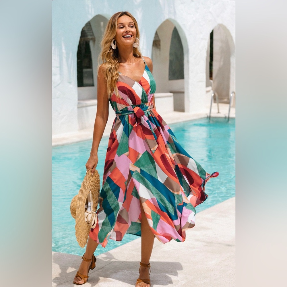NWT - Multicolor High Low Dress